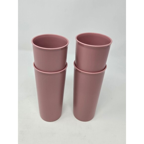 VINTAGE TUPPERWARE SET OF 4 TALL TUMBLERS DUSTY ROSE PINK 12 OZ DRINKWARE 1990S - Picture 12 of 12